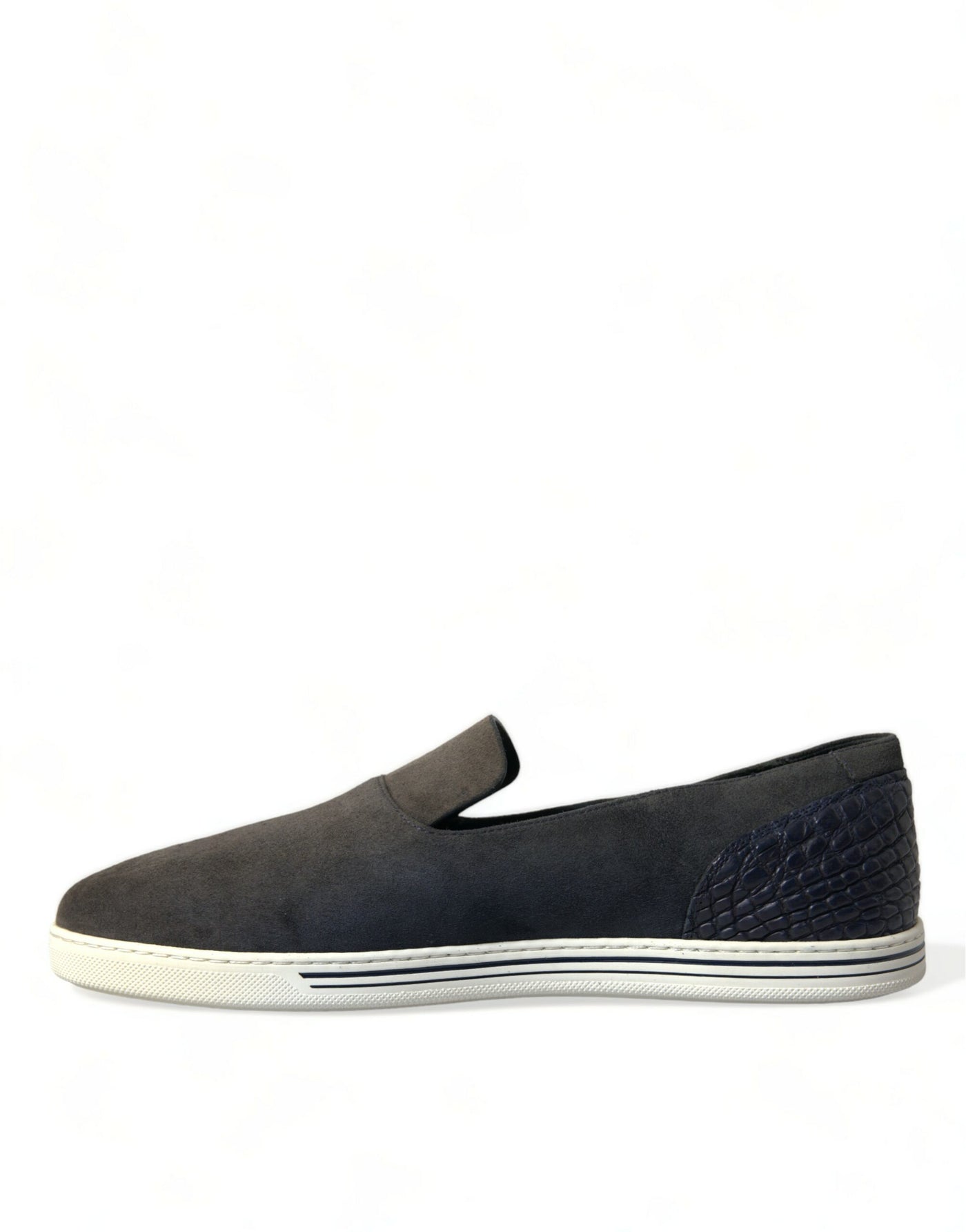 Dolce & Gabbana Blau Wildleder Kaiman Männer Loafers Pantoffeln Schuhe