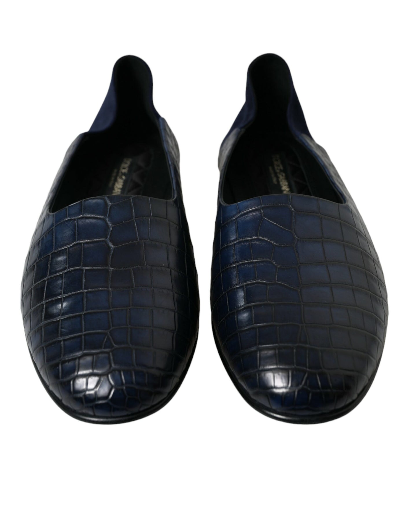 Dolce & Gabbana Blaue Krokodilleder Loafer Slip On Schuhe