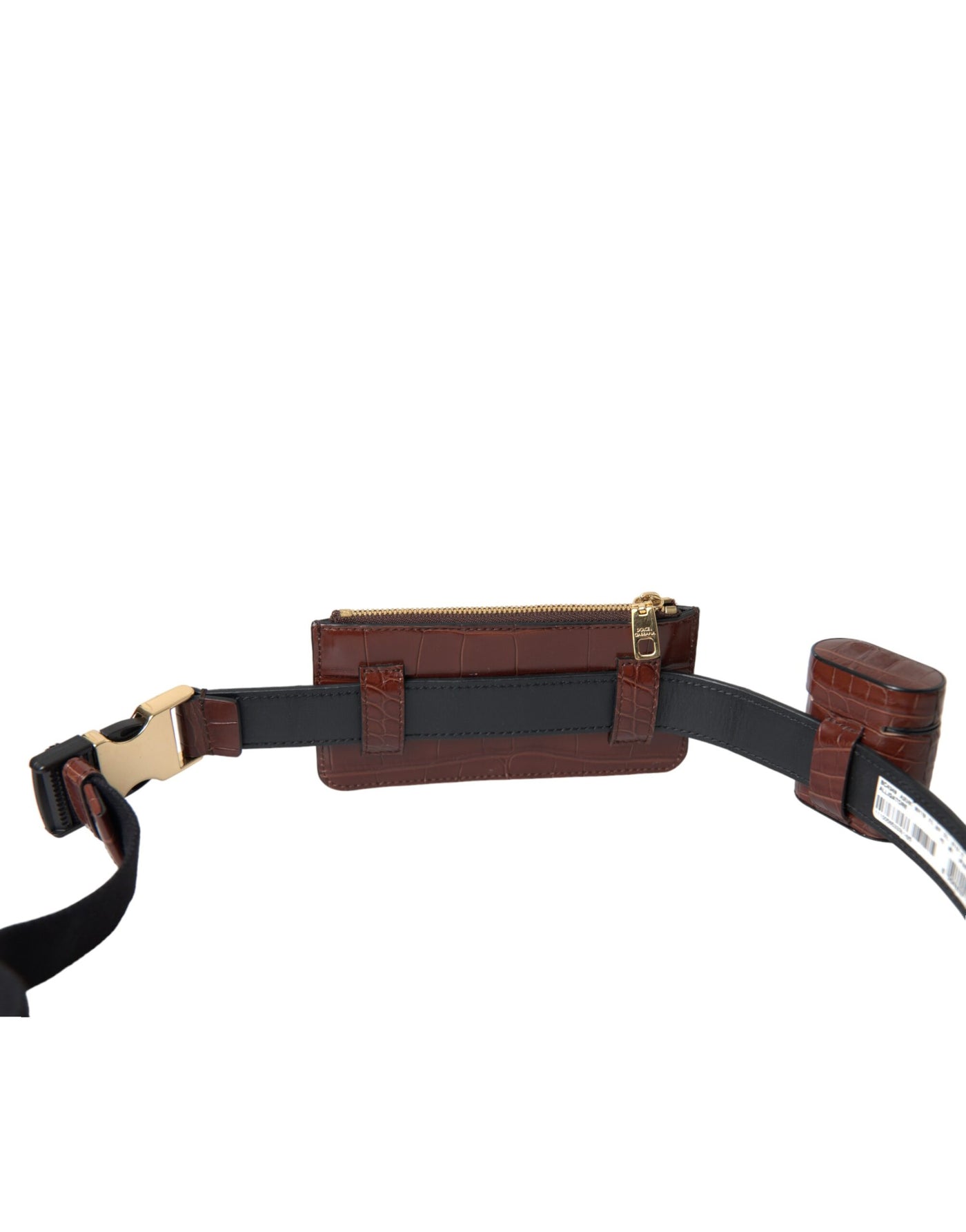 Dolce & Gabbana Brown Alligator Leder Airpods Fall Münze Geldbeutel Brieftasche