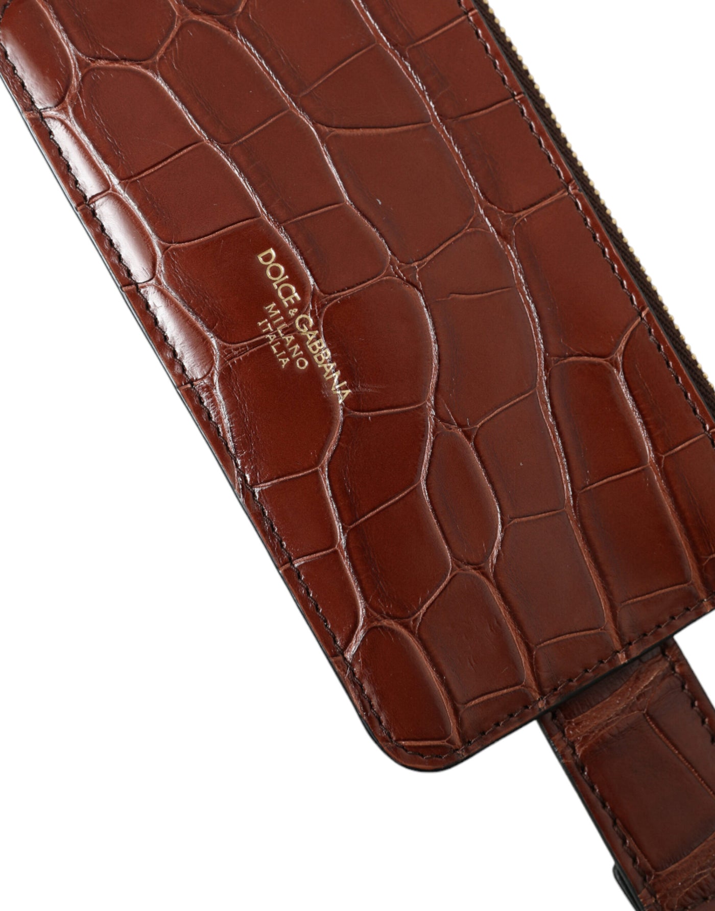 Dolce & Gabbana Brown Alligator Leder Airpods Fall Münze Geldbeutel Brieftasche