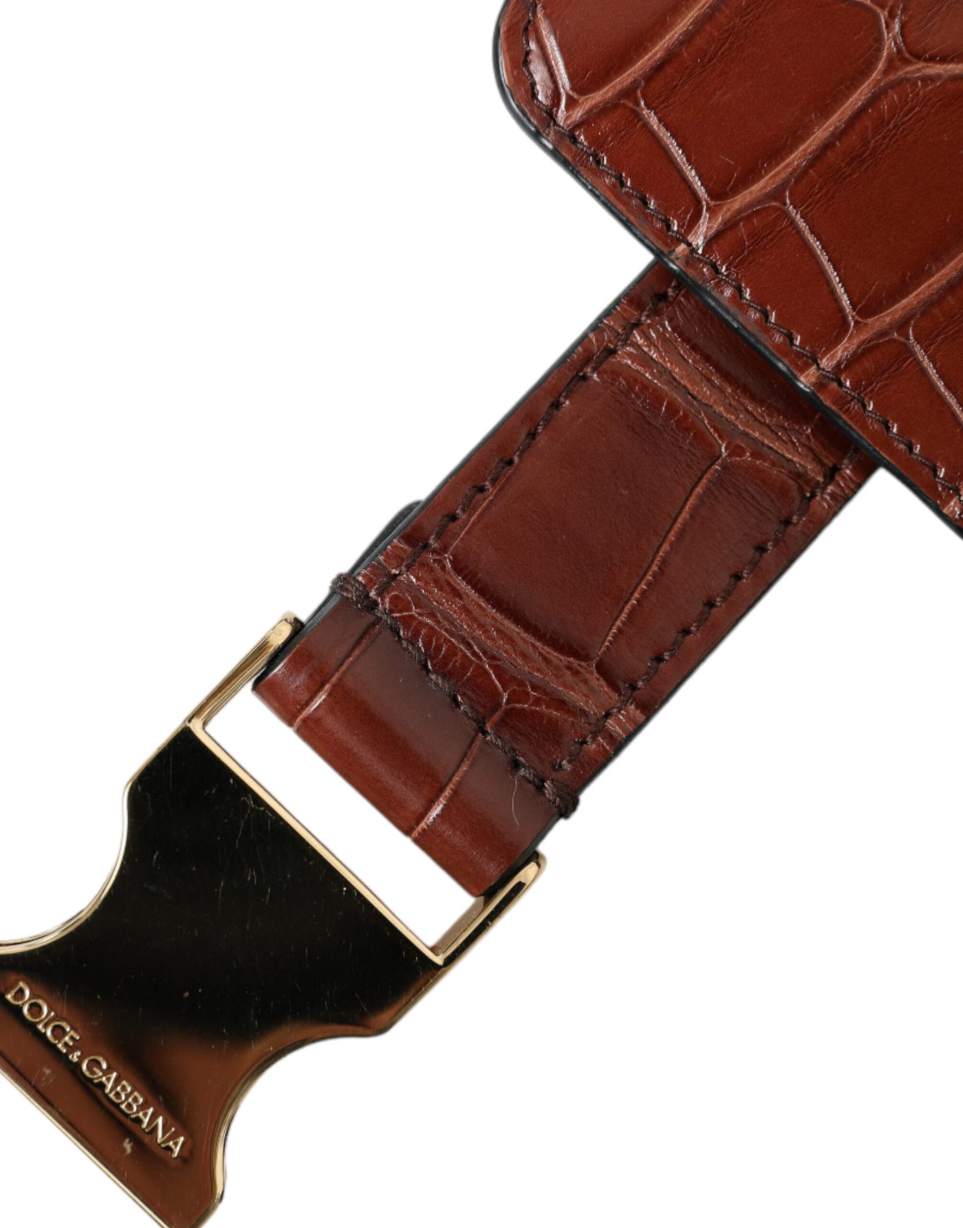 Dolce & Gabbana Brown Alligator Leder Airpods Fall Münze Geldbeutel Brieftasche