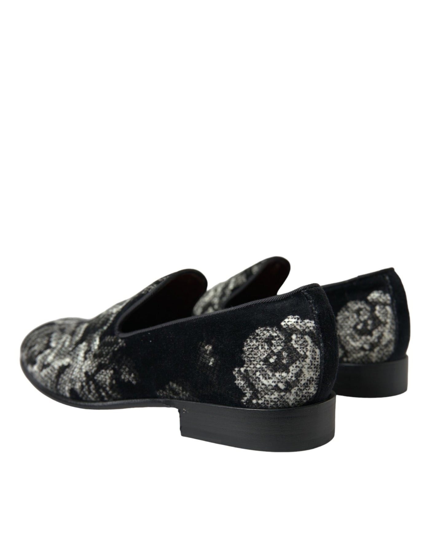 Dolce & Gabbana Schwarz Floral Hausschuhe Männer Loafers Kleid Schuhe