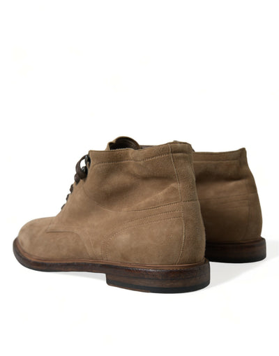 Dolce & Gabbana Braune Leder Schnürstiefel Schuhe