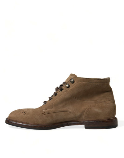 Dolce & Gabbana Braune Leder Schnürstiefel Schuhe