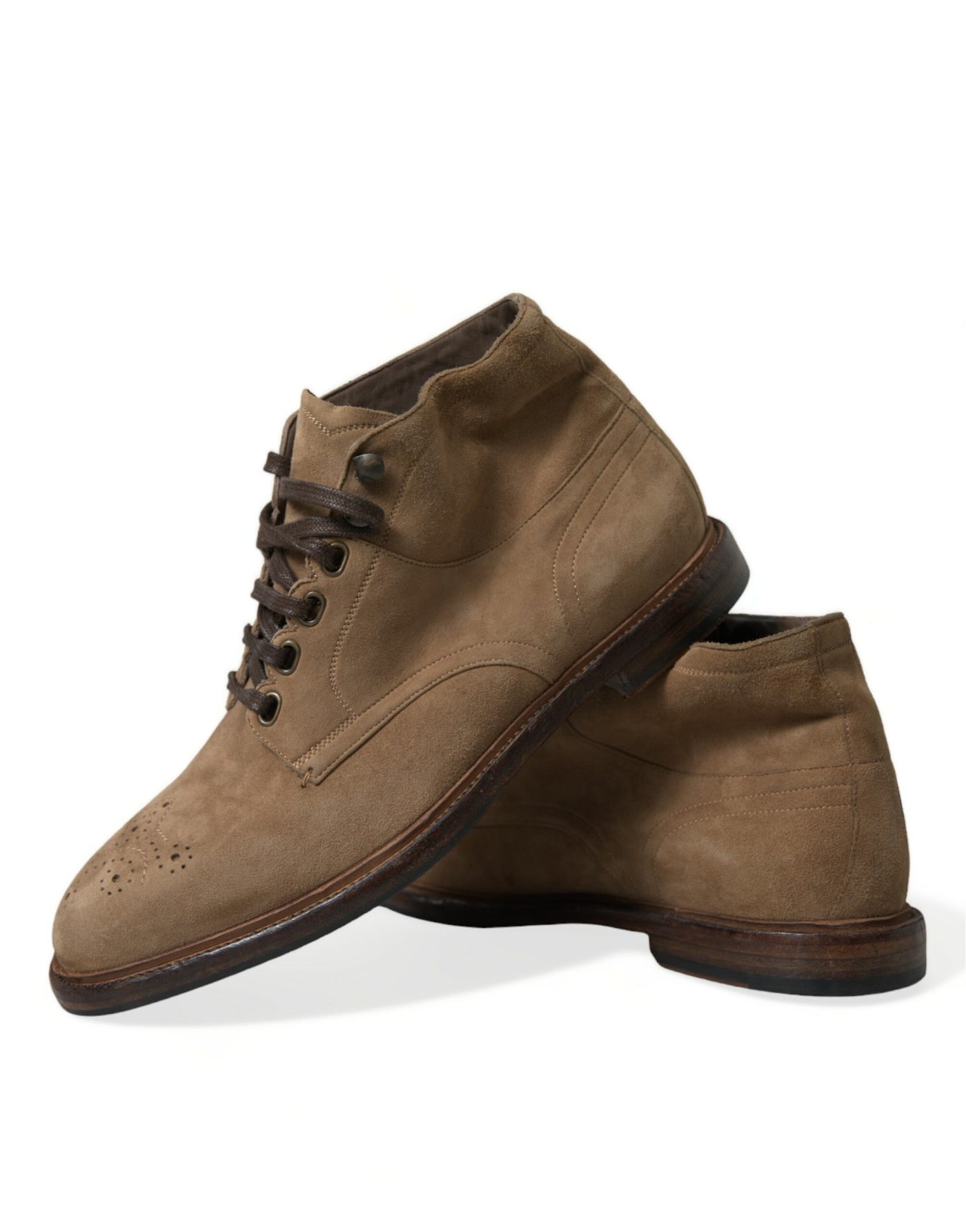 Dolce & Gabbana Braune Leder Schnürstiefel Schuhe
