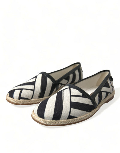Dolce & Gabbana Beige Schwarz Gestreifte Canvas Espadrilles MONDELLO Schuhe