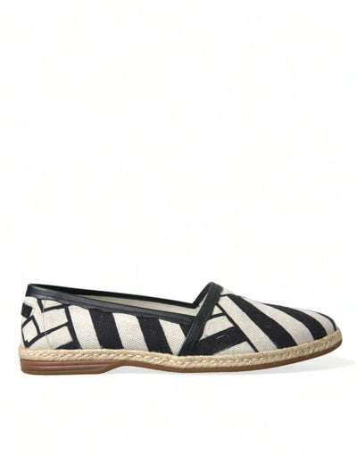 Dolce & Gabbana Beige Schwarz Gestreifte Canvas Espadrilles MONDELLO Schuhe
