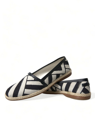 Dolce & Gabbana Beige Schwarz Gestreifte Canvas Espadrilles MONDELLO Schuhe
