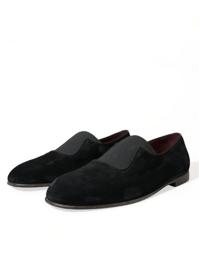 Dolce & Gabbana Schwarz RUNWAY Velour AMALFI Loafers Schuhe