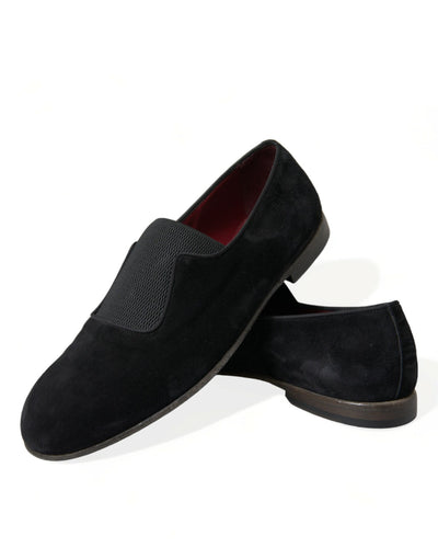 Dolce & Gabbana Schwarz RUNWAY Velour AMALFI Loafers Schuhe