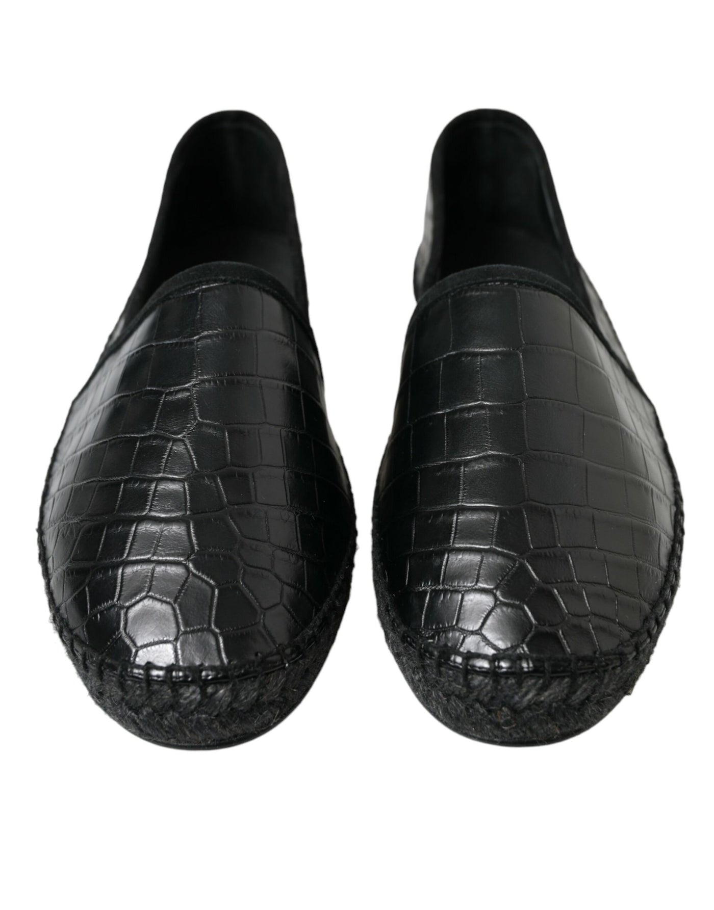 Dolce & Gabbana Schwarze Exotische Leder Espadrilles Slip On Schuhe