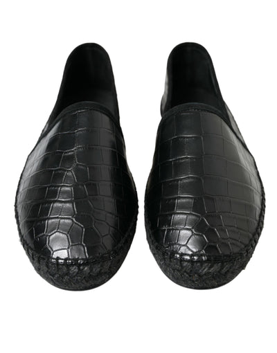 Dolce & Gabbana Schwarze Exotische Leder Espadrilles Slip On Schuhe