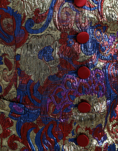 Dolce & Gabbana Multicolor Jacquard-Knopfweste Weste Top