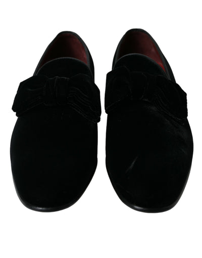 Dolce & Gabbana Schwarzer Samt Loafers Formelle Schuhe