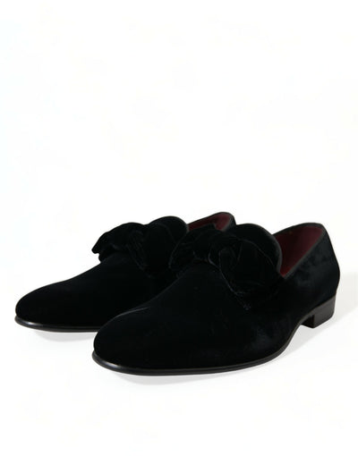 Dolce & Gabbana Schwarzer Samt Loafers Formelle Schuhe