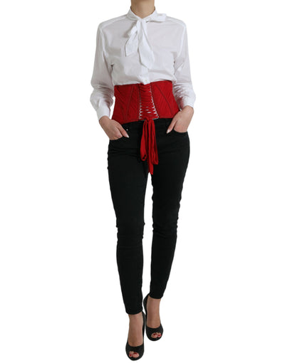 Dolce & Gabbana Roter Seidengürtel Taille Schnürung Riemen Korsett