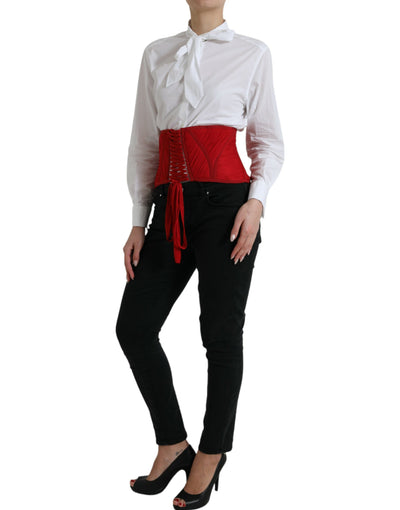 Dolce & Gabbana Roter Seidengürtel Taille Schnürung Riemen Korsett