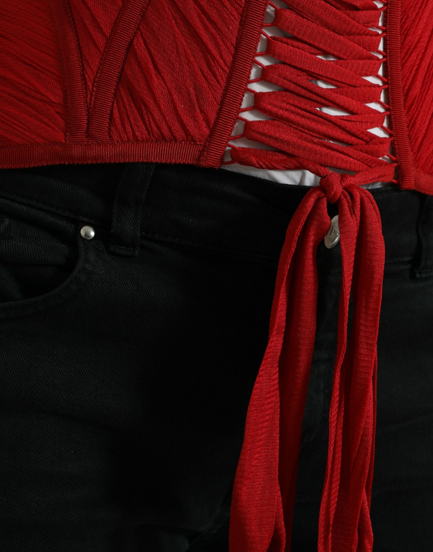 Dolce & Gabbana Roter Seidengürtel Taille Schnürung Riemen Korsett