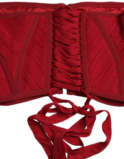 Dolce & Gabbana Roter Seidengürtel Taille Schnürung Riemen Korsett