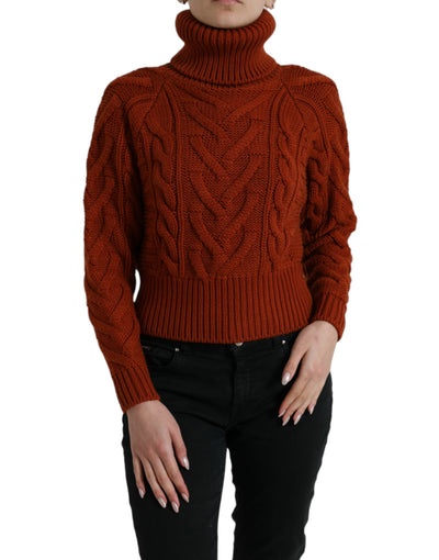 Dolce & Gabbana Brauner Wollstrick-Rollkragenpullover
