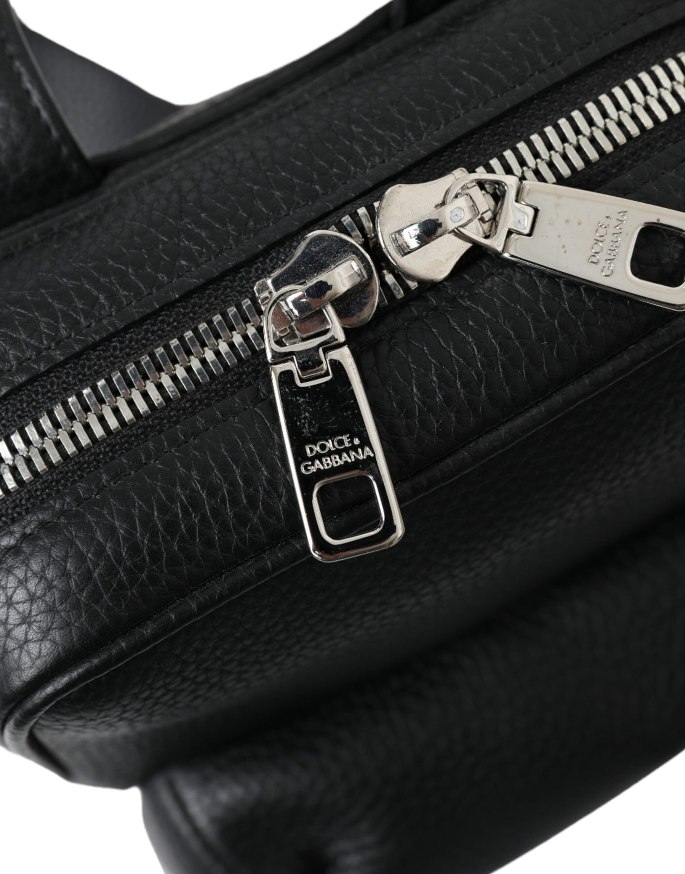Dolce & Gabbana Schwarzes Kalbsleder Logo Palermo Rucksack Tasche