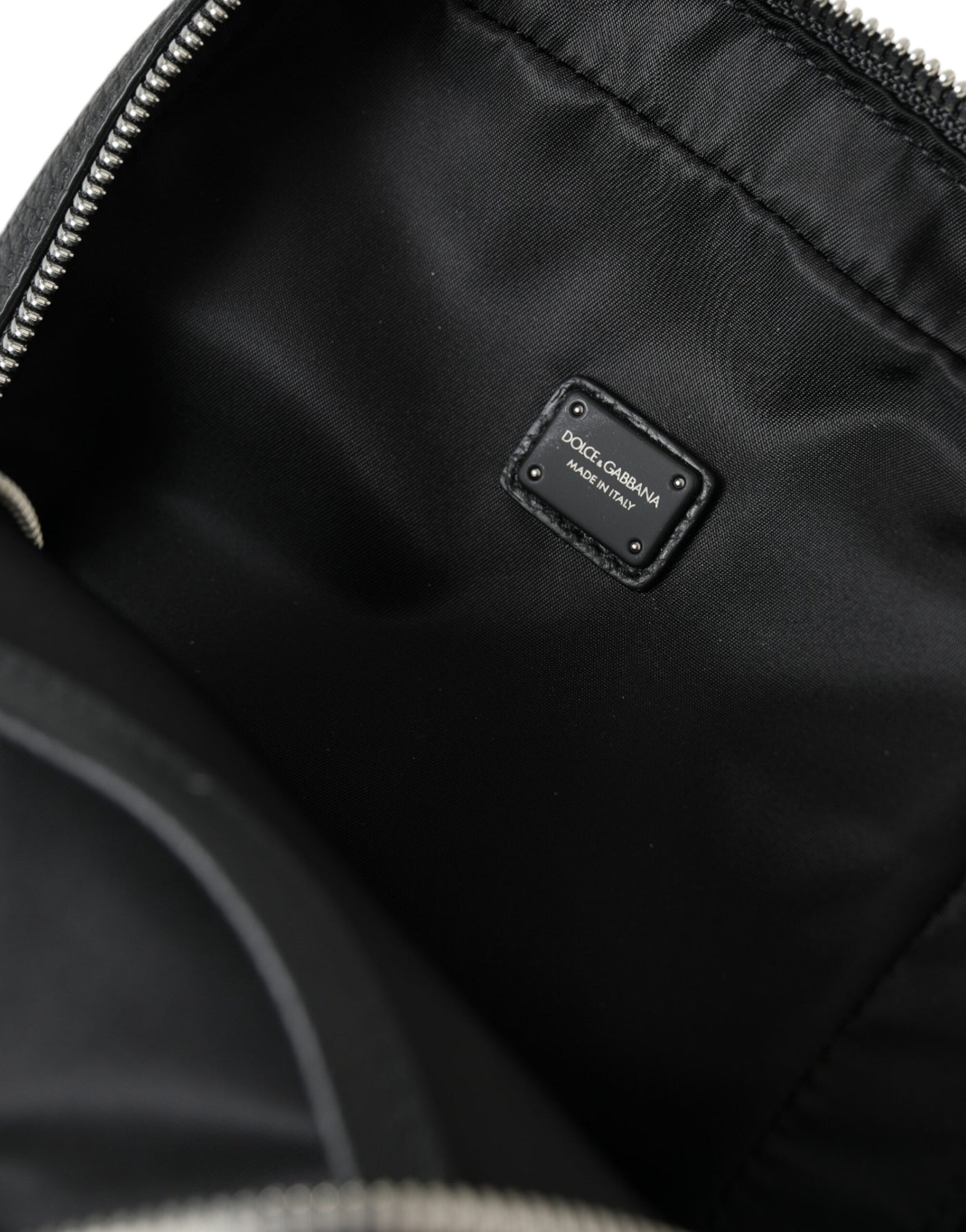 Dolce & Gabbana Schwarzes Kalbsleder Logo Palermo Rucksack Tasche