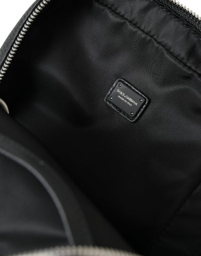 Dolce & Gabbana Schwarzes Kalbsleder Logo Palermo Rucksack Tasche