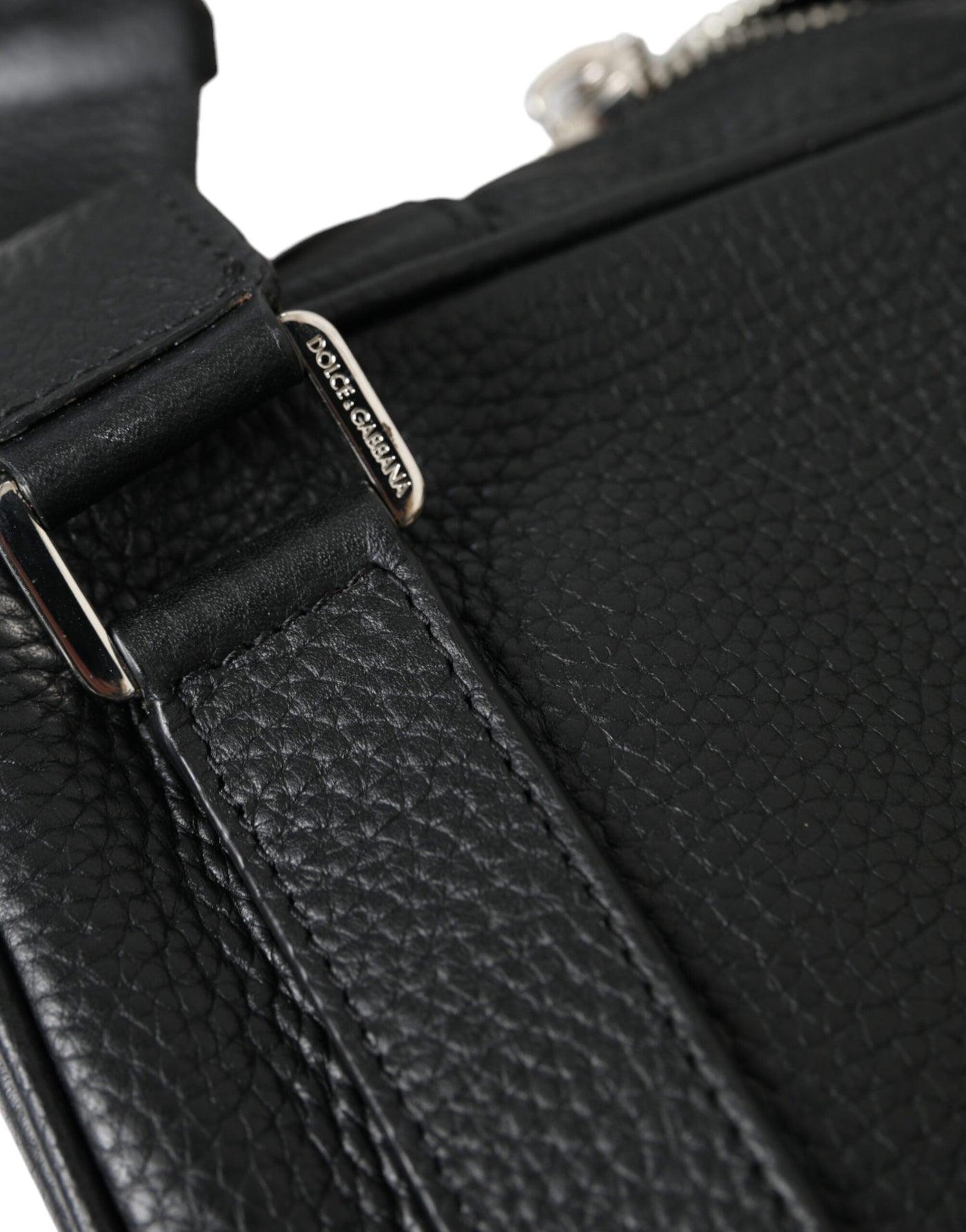 Dolce & Gabbana Schwarzes Kalbsleder Logo Palermo Rucksack Tasche