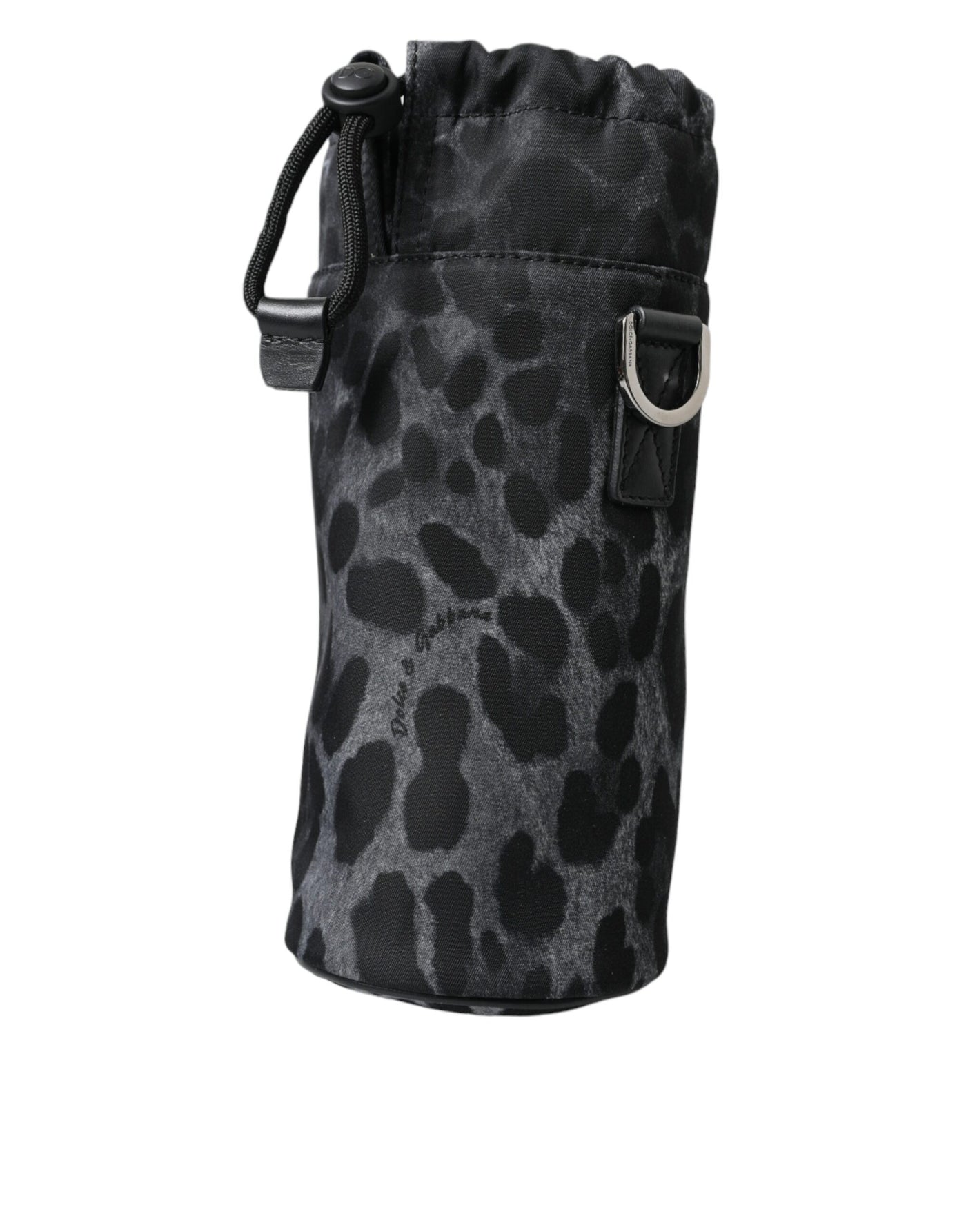 Dolce & Gabbana Schwarzer Leopard Runde schlanke Tote Flaschenhaltertasche