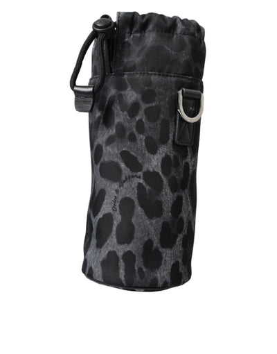 Dolce & Gabbana Schwarzer Leopard Runde schlanke Tote Flaschenhaltertasche