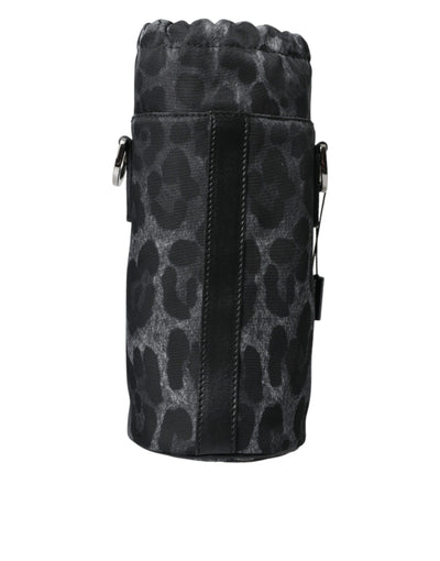 Dolce & Gabbana Schwarzer Leopard Runde schlanke Tote Flaschenhaltertasche