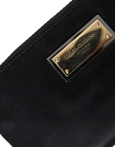 Dolce & Gabbana Schwarzes Nylon Logo Plaque Schlüsselanhänger Tasche Clutch