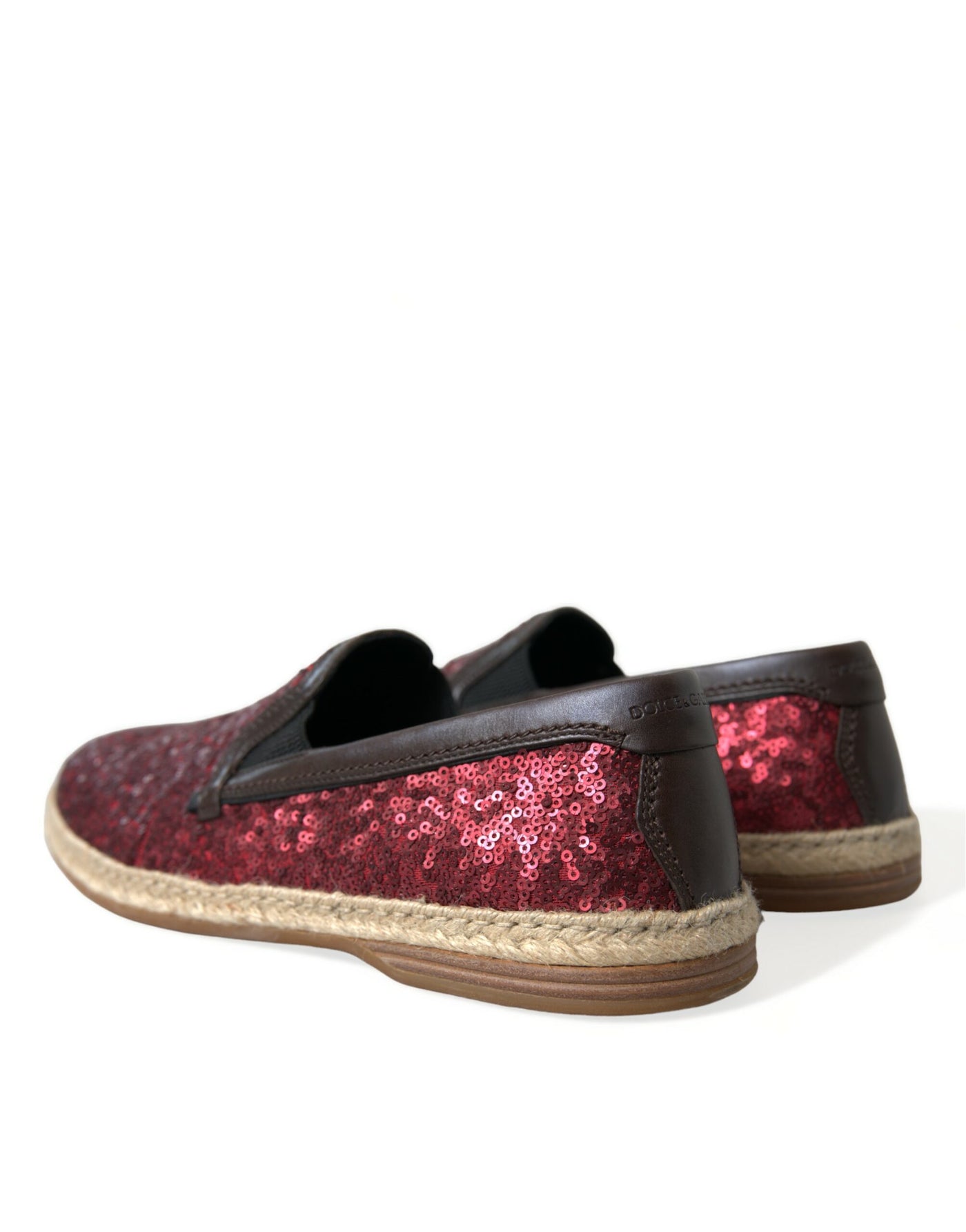 Dolce & Gabbana Rote Pailletten Loafer Hausschuhe Männer Schuhe