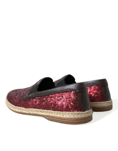 Dolce & Gabbana Rote Pailletten Loafer Hausschuhe Männer Schuhe