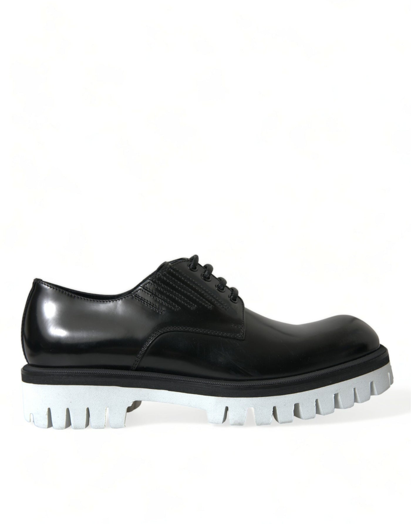 Dolce & Gabbana Schwarz Weiß Leder Schnürschuhe Derby Dress Schuhe