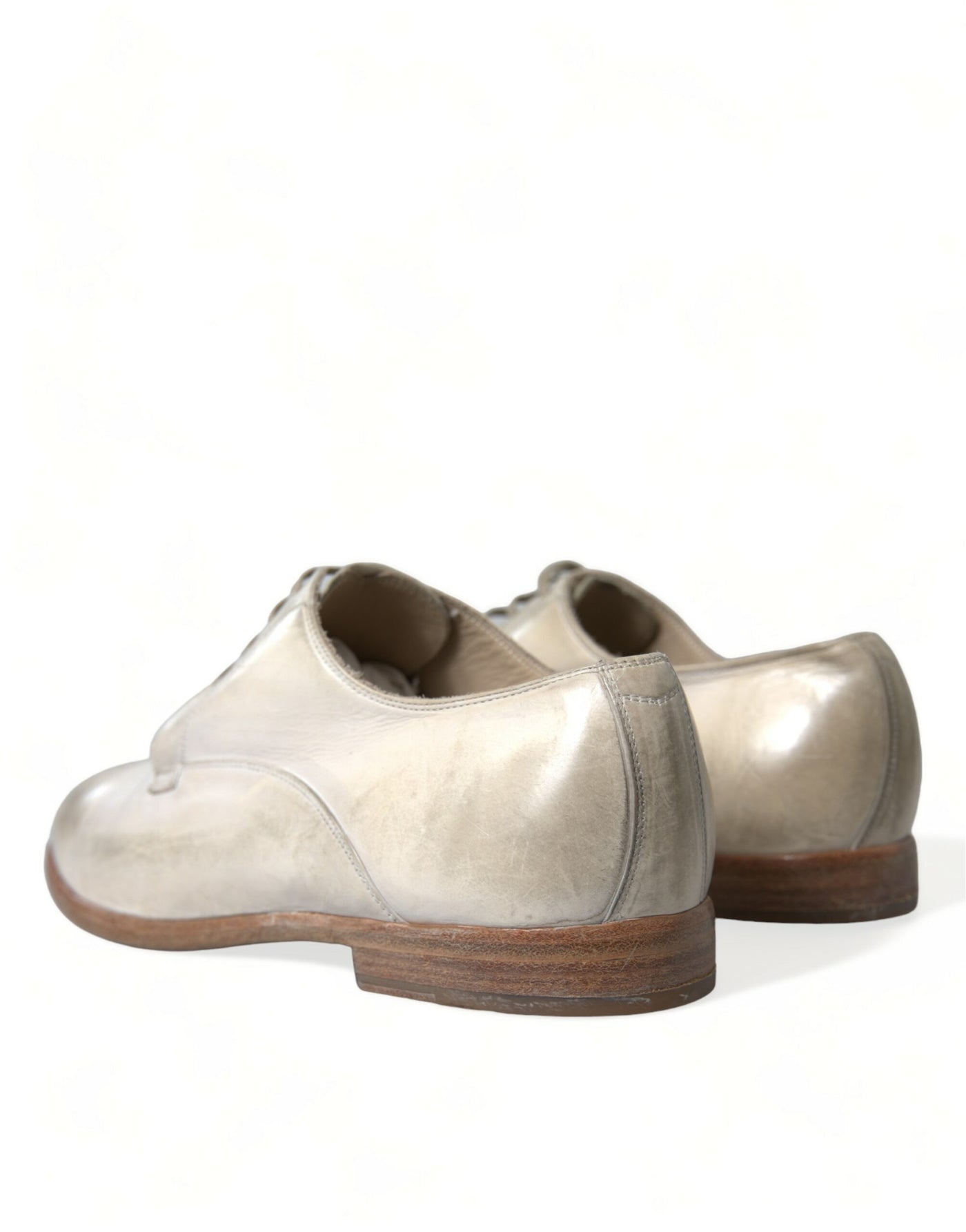 Dolce & Gabbana Weiße Derby-Schuhe aus Leder im Used-Look