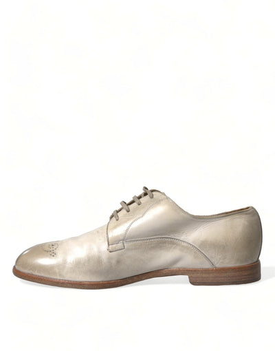 Dolce & Gabbana Weiße Derby-Schuhe aus Leder im Used-Look