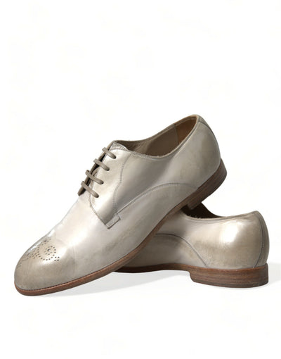 Dolce & Gabbana Weiße Derby-Schuhe aus Leder im Used-Look