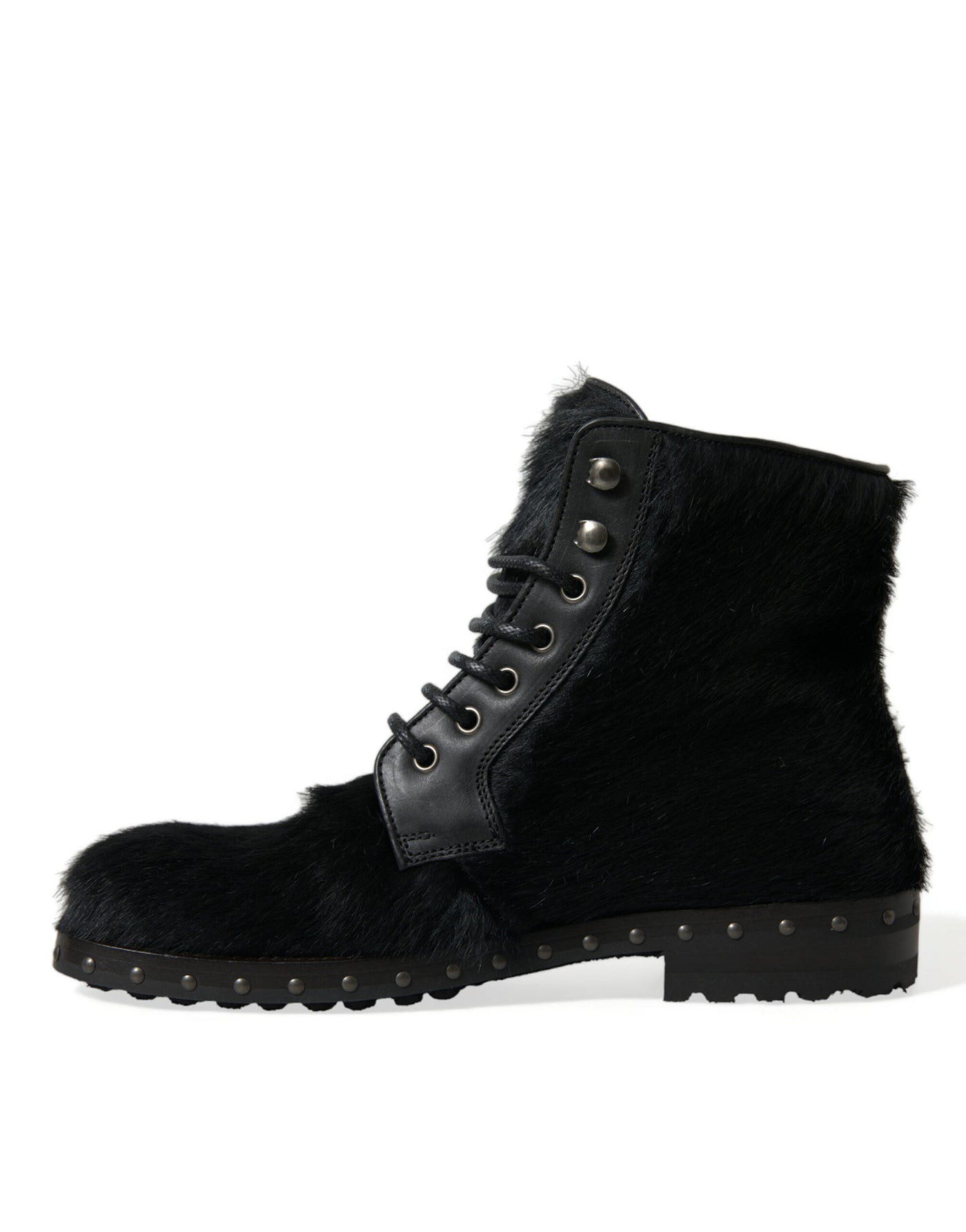 Dolce & Gabbana Schwarze Pony Style Leder Mid Calf Stiefel Schuhe