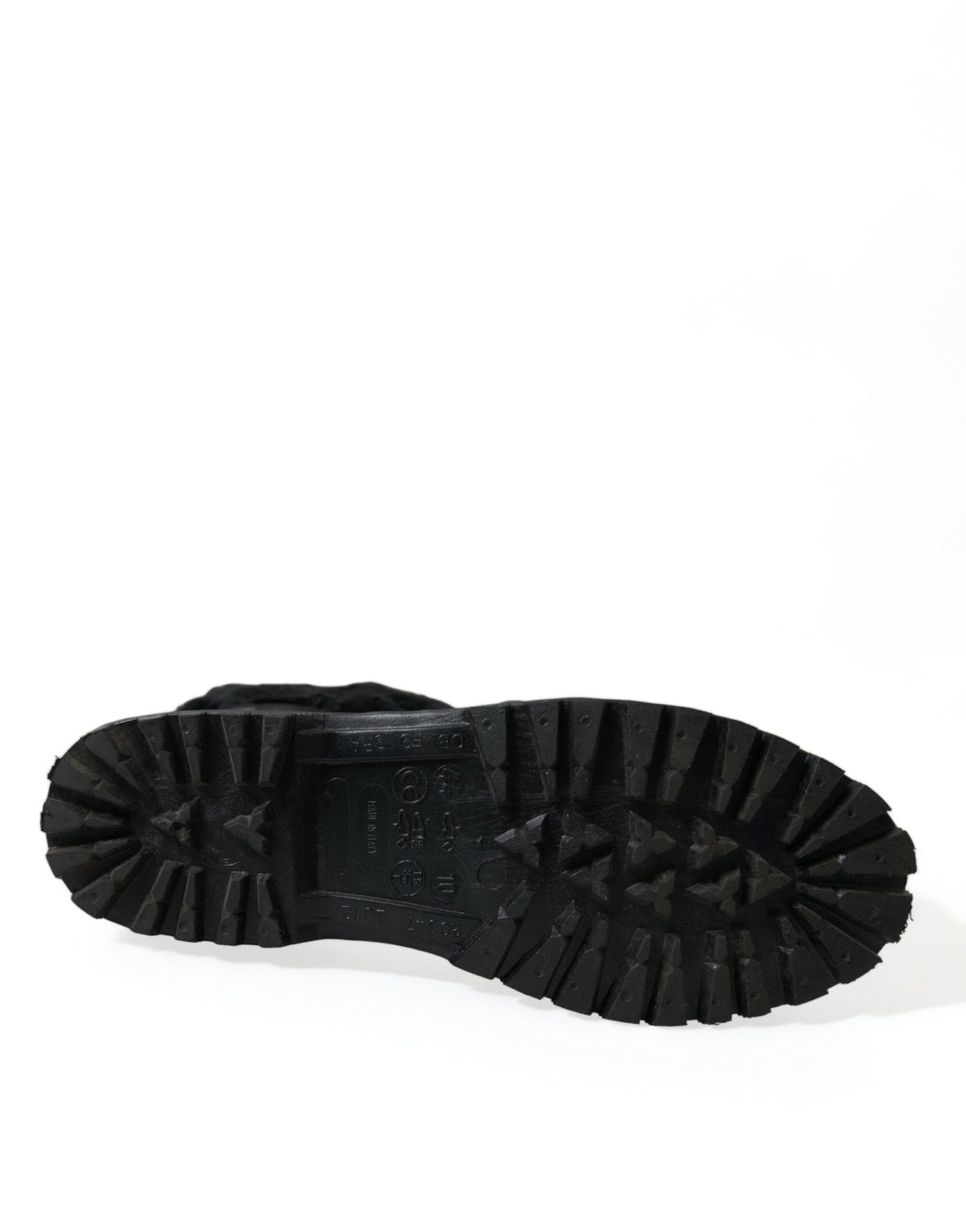 Dolce & Gabbana Schwarze Gummischnürsenkel Shearling Regenstiefel Schuhe