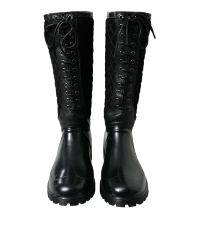 Dolce & Gabbana Schwarz Chioggia Gummi Wildleder Regen Stiefel Schuhe