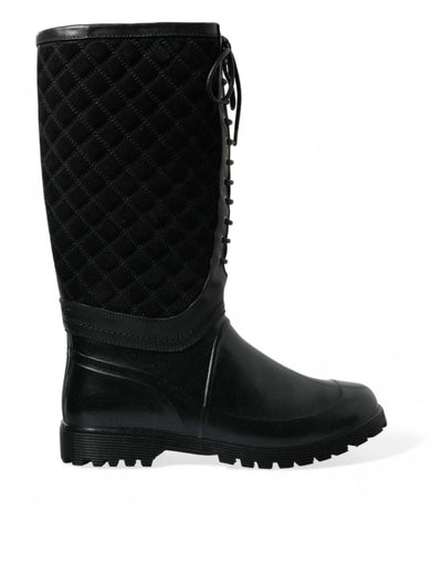 Dolce & Gabbana Schwarz Chioggia Gummi Wildleder Regen Stiefel Schuhe