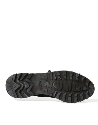 Dolce & Gabbana Schwarzes Leder Riemen Männer Stiefelette Schuhe