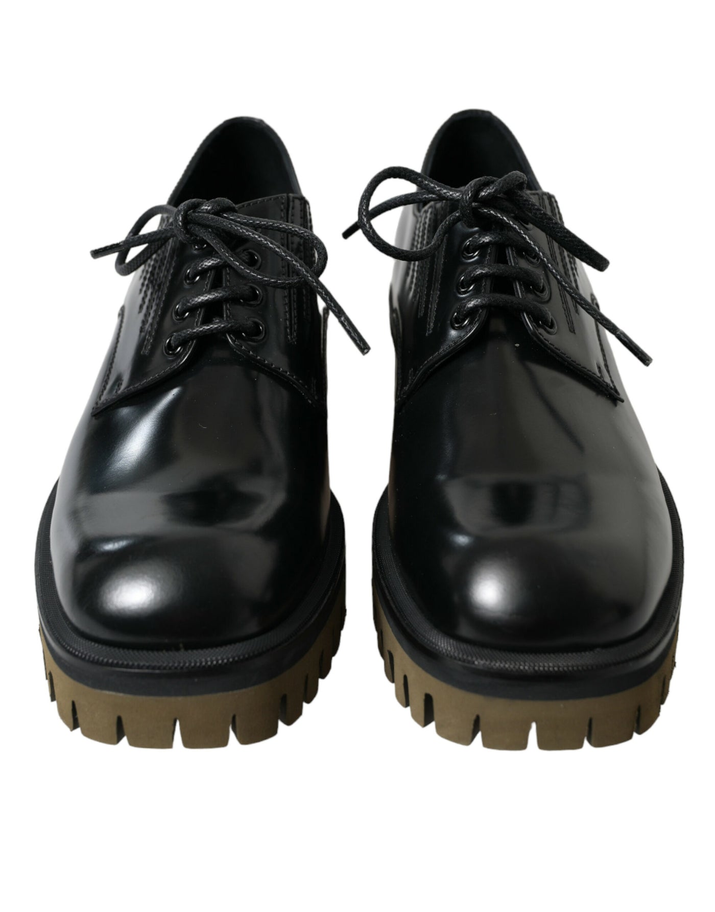 Dolce & Gabbana Schwarz Leder Lace Up Derby Männer Kleid Schuhe