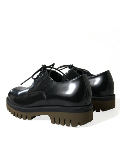 Dolce & Gabbana Schwarz Leder Lace Up Derby Männer Kleid Schuhe