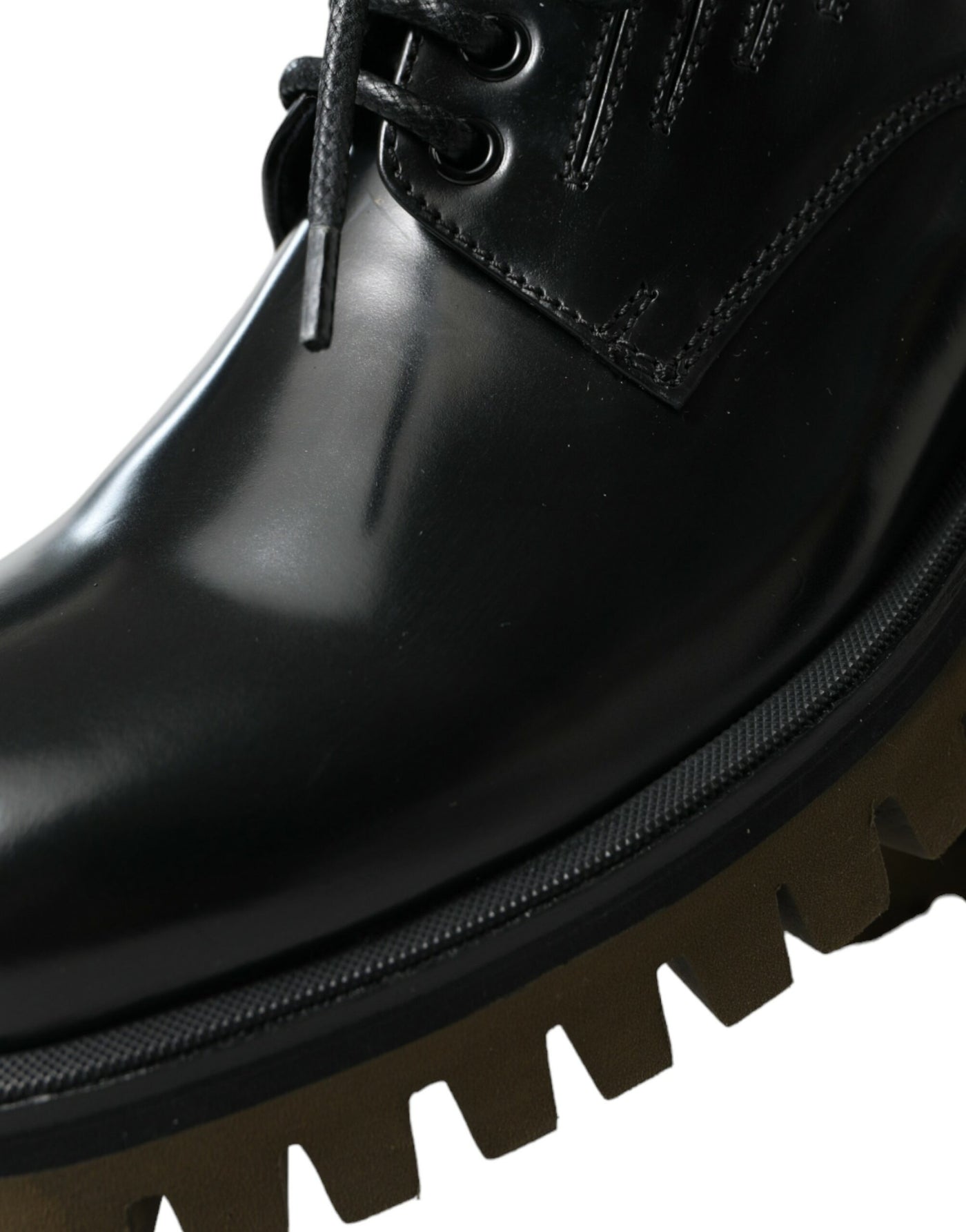 Dolce & Gabbana Schwarz Leder Lace Up Derby Männer Kleid Schuhe