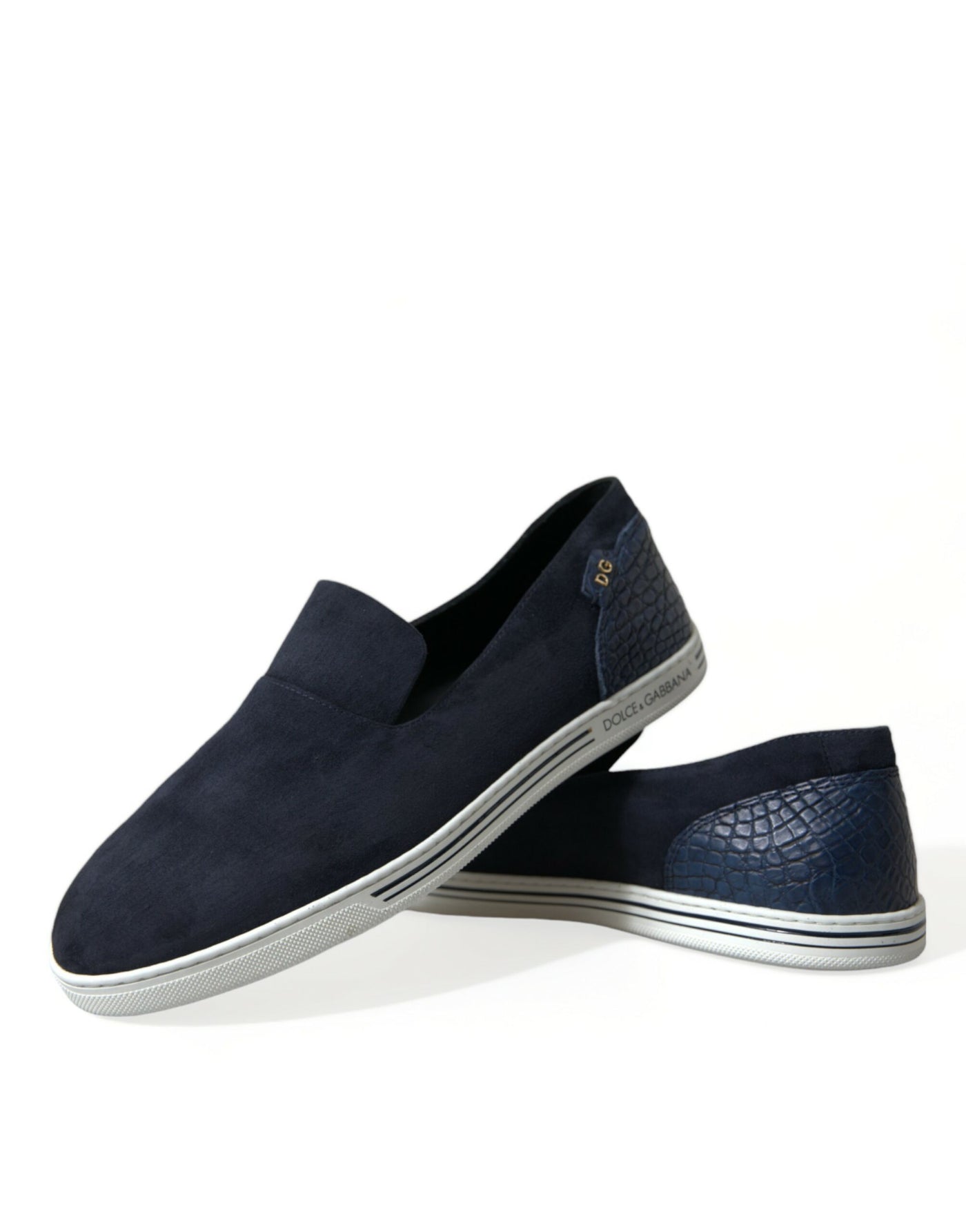 Dolce & Gabbana Blau Wildleder Kaiman Loafers Saint Tropez Schuhe