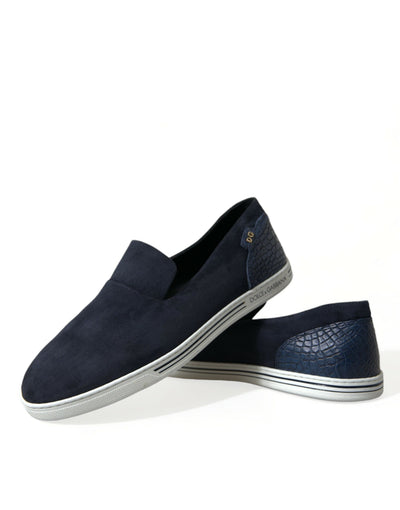 Dolce & Gabbana Blau Wildleder Kaiman Loafers Saint Tropez Schuhe