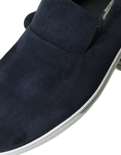 Dolce & Gabbana Blau Wildleder Kaiman Loafers Saint Tropez Schuhe