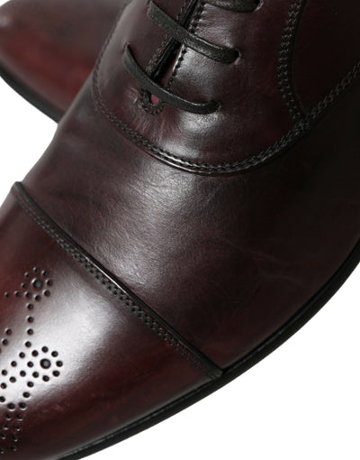 Dolce & Gabbana Bordeaux Leder Männer Formal Derby Kleid Schuhe